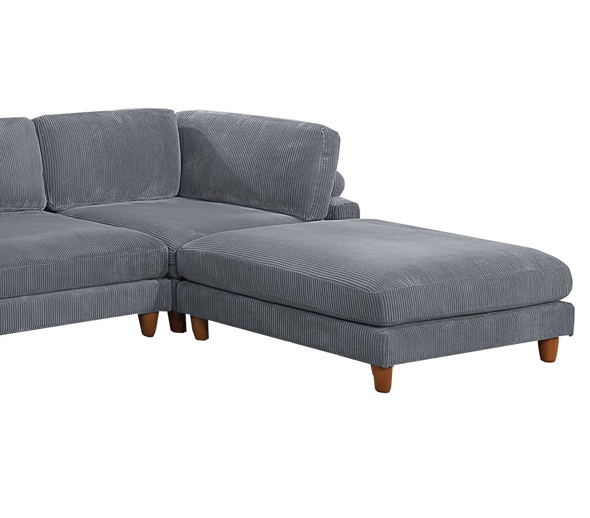 Living Room Furniture 1Pc Cocktail Ottoman Dark Gray Corduroy Cushion Extra Large Ottoman Wood Legs Dark Gray Primary Living Space Grey Contemporary,Modern Square Corduroy