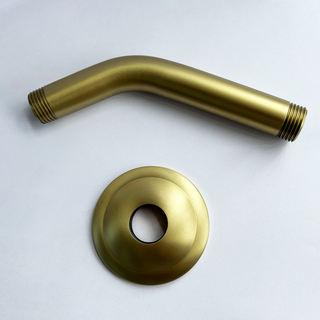 Shower Arm With Flange, 1 2 Npt Tapered Threads, Rain Shower Head Arm, Wall Mount Shower Extension Arm Brushed Gold Stainless Steel