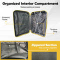 Hardside Luggage Sets 3 Pieces, Expandable Luggages Spinner Suitcase With Tsa Lock Lightweight Carry On Luggage 20Inch 24Inch 28Inch Antique Yellow Polypropylene