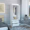 Lisboa Armoire, Rod, Double Door, Two Drawers, Metal Handles White White Bedroom Modern Particle Board Particle Board