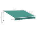 Outsunny 13' X 8' Retractable Awning, Patio Awnings, Sunshade Shelter W Manual Crank Handle, Uv & Water Resistant Fabric And Aluminum Frame For Deck, Balcony, Yard, Green Green Aluminum