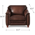 Belfast Top Grain Leather Chair Brown Primary Living Space Mid Century Modern Eucalyptus Down Filling Leather