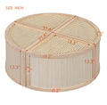 Round To Square Block Modular Coffee Table Light Natural Rattan With Storage 4 Piece Light Natural Rubber Wood