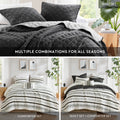 7 Piece Stripe Comforter And Quilt Set King Cal King Multicolor Polyester