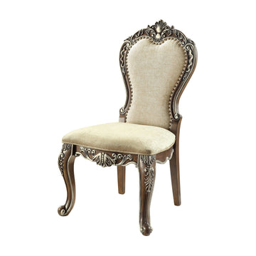 Beige And Antique Oak Side Chair With Trim Set Of 2 Solid Oak Dining Room Side Chair Solid Back Set Of 2 Wood Fabric