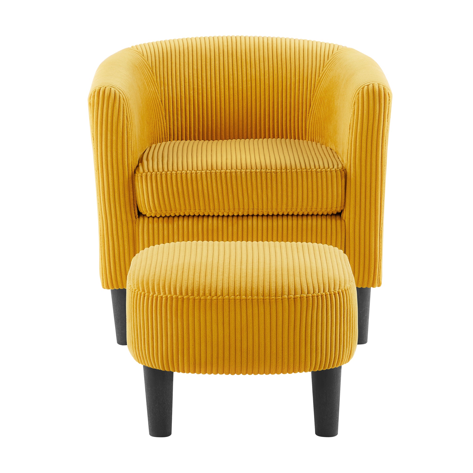 Modern Accent Chair,Upholstered Arm Chair Corduroy Single Sofa Chair With Ottoman Foot Rest Comfy Armchair For Living Room Bedroom And Office,Yellow Yellow Corduroy