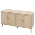 4 Door Accent Cabinet Sideboard Buffet Storage Cabinet With Adjustable Shelf For Entryway Living Room Bedroom Natural Mdf