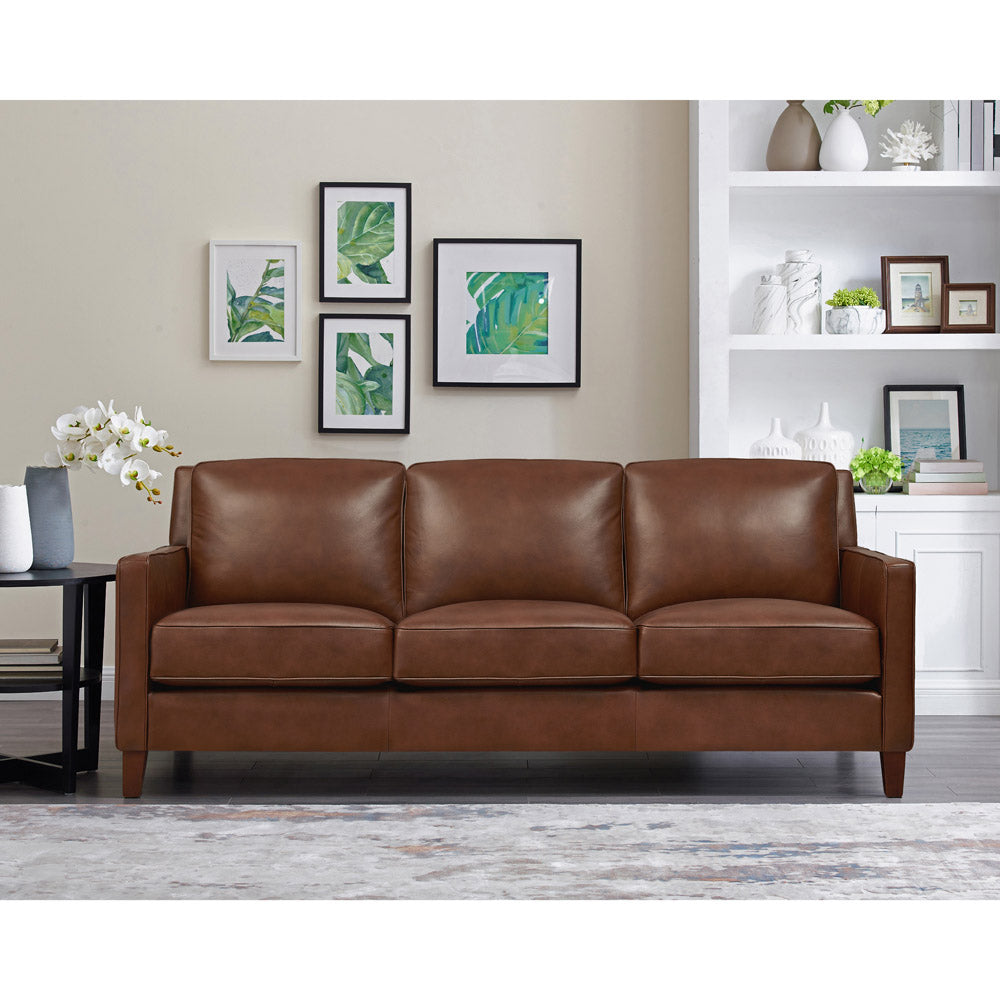 Ashby Leather Sofa Pecan Down Filling Leather 3 Seat