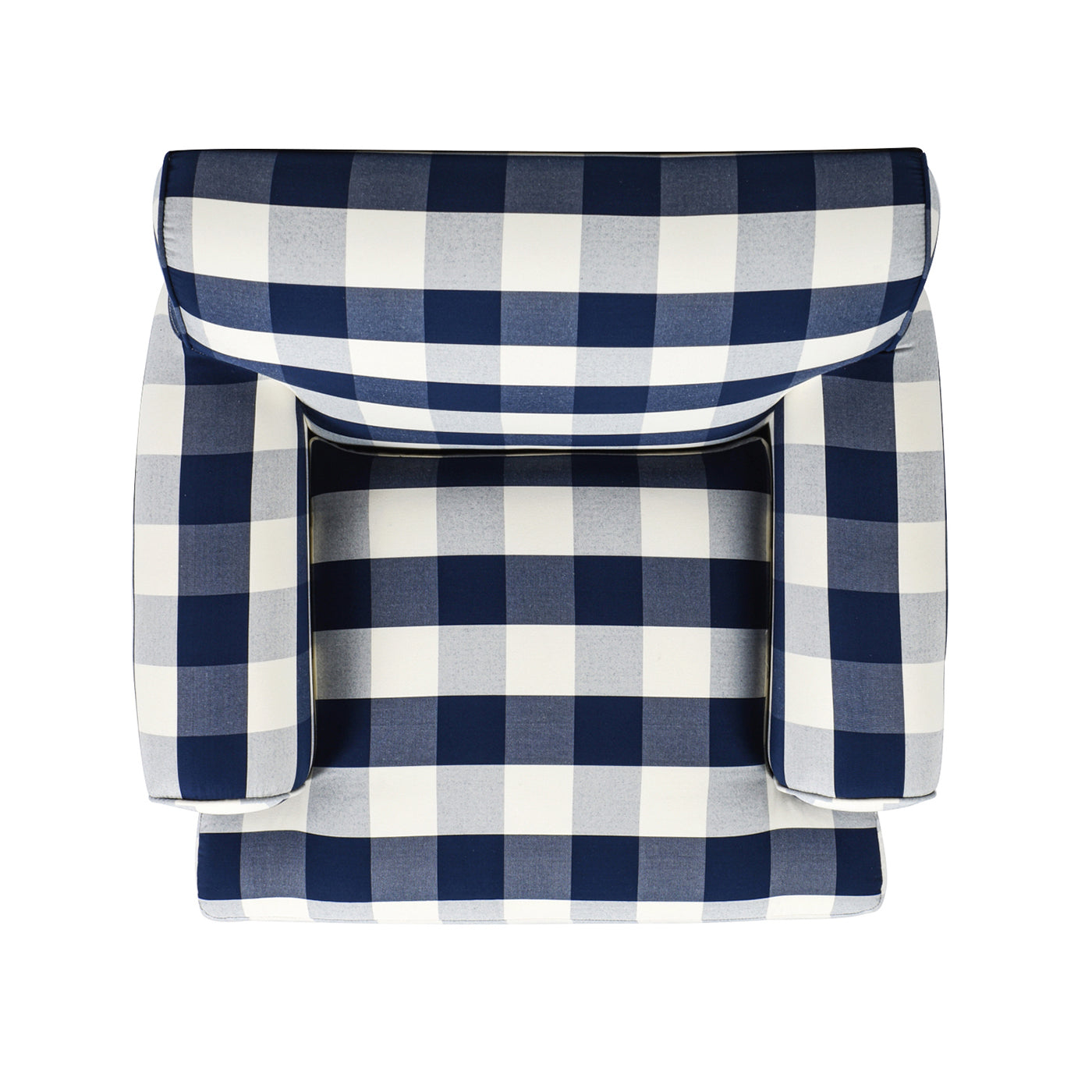 Alana 38" Lawson Accent Arm Chair Metal Casters, Blue Lattice Woven Blue Plaid Foam Fabric