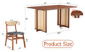 Table And Chair Set, Ancient Style Solid Wood Dining Table, Imitation Rattan Table Legs, Beautiful Simple Solid Wood Dining Chair, Perfect For Dinner, Meetings, Home And Office Decoration Walnut Rubber Wood