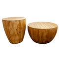 Vintage Style Bucket Shaped Coffee Table Set For Office, Dining Room And Living Room Set Of Two Pieces Same Sku:W757S00013 Natural Solid Wood Mdf