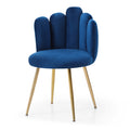 Modern Velvet Dining Chairs Set Of 2, Upholstered Woven Dining Chair With Golden Metal Legs, Upholstered Dining Chairs For Dining Room, Kitchen, Vanity, Living Room Blue Primary Living Space Foam Velvet