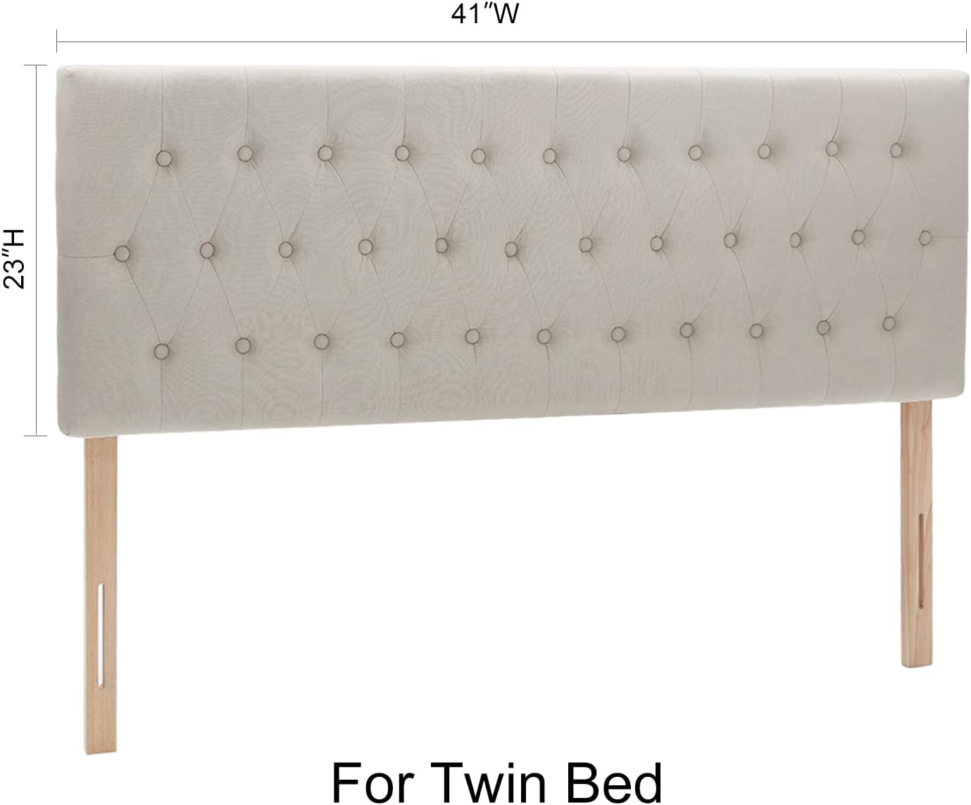 Headboards In Modern Button Design, Premium Linen Fabric Upholstered Tufted Bed Headboard, Adjustable Solid Wood Head Board Beige, Twin Twin Beige Bedroom Bed Frame Linen Fabric Metal