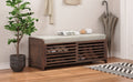 Distressed Shutter Storage Bench With Acacia Veneer For Retro Charm For Living Room, Entryway Espresso Espresso Mdf