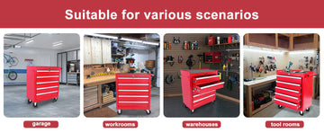 5 Drawer Metal Rolling Tool Chest With Wheels,Tool Storage Cabinet With Locking System Red Steel