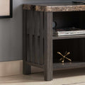 Tv Stand In Distressed Grey With Faux Marble Top With Five Shelves And One Bottom Drawer Grey Brown Yellow 60 69 Inches Mdf