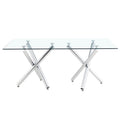 Large Modern Minimalist Rectangular Glass Dining Table For 6 8 With 0.39