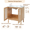 30 Inch Bathroom Vanity Crafted From Natural Materials, Featuring Handmade Rattan Doors And Soft Closing Mechanisms Wood Wood Rattan