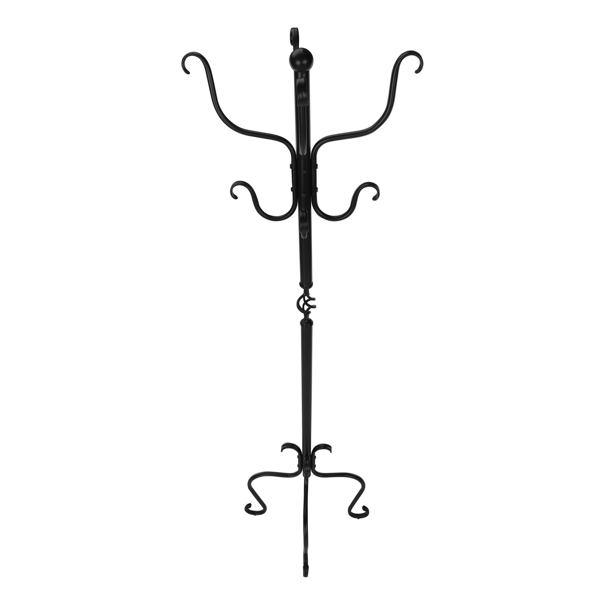 Coat Rack, Hall Tree, Free Standing, 8 Hooks, Entryway, 74"H, Bedroom, Black Metal, Transitional Black Metal