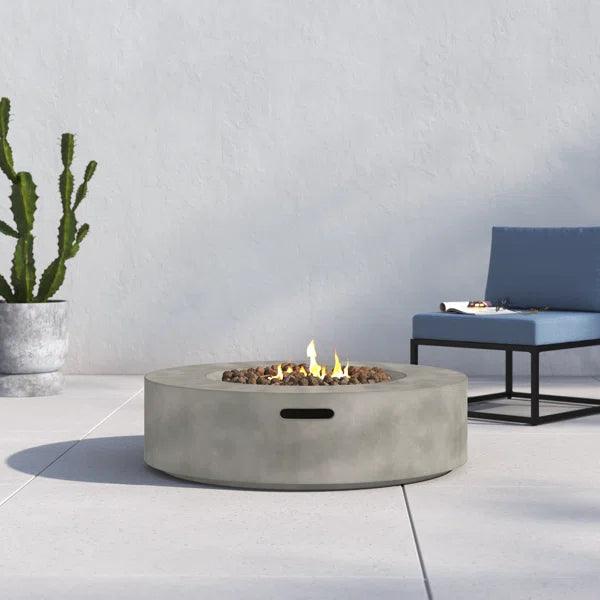 12" H Fiber Reinforced Concrete Outdoor Fire Pit Table Grey Garden & Outdoor Modern Stone Concrete