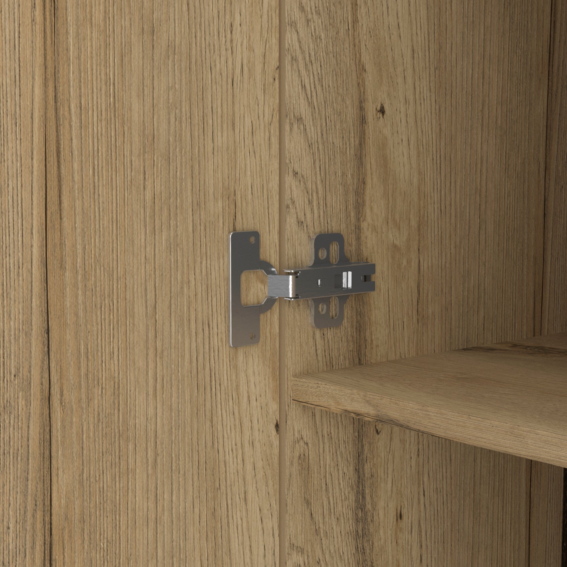 Virginia Double Door Storage Cabinet, Five Shelves Multicolor Kitchen Contemporary,Modern Pine Melamine Shelves Included Engineered Wood