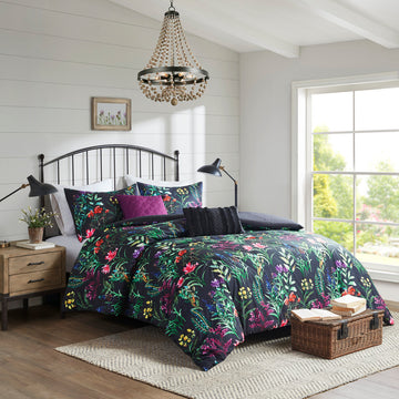 5 Piece Comforter Set Black Full Queen Full Multicolor Polyester