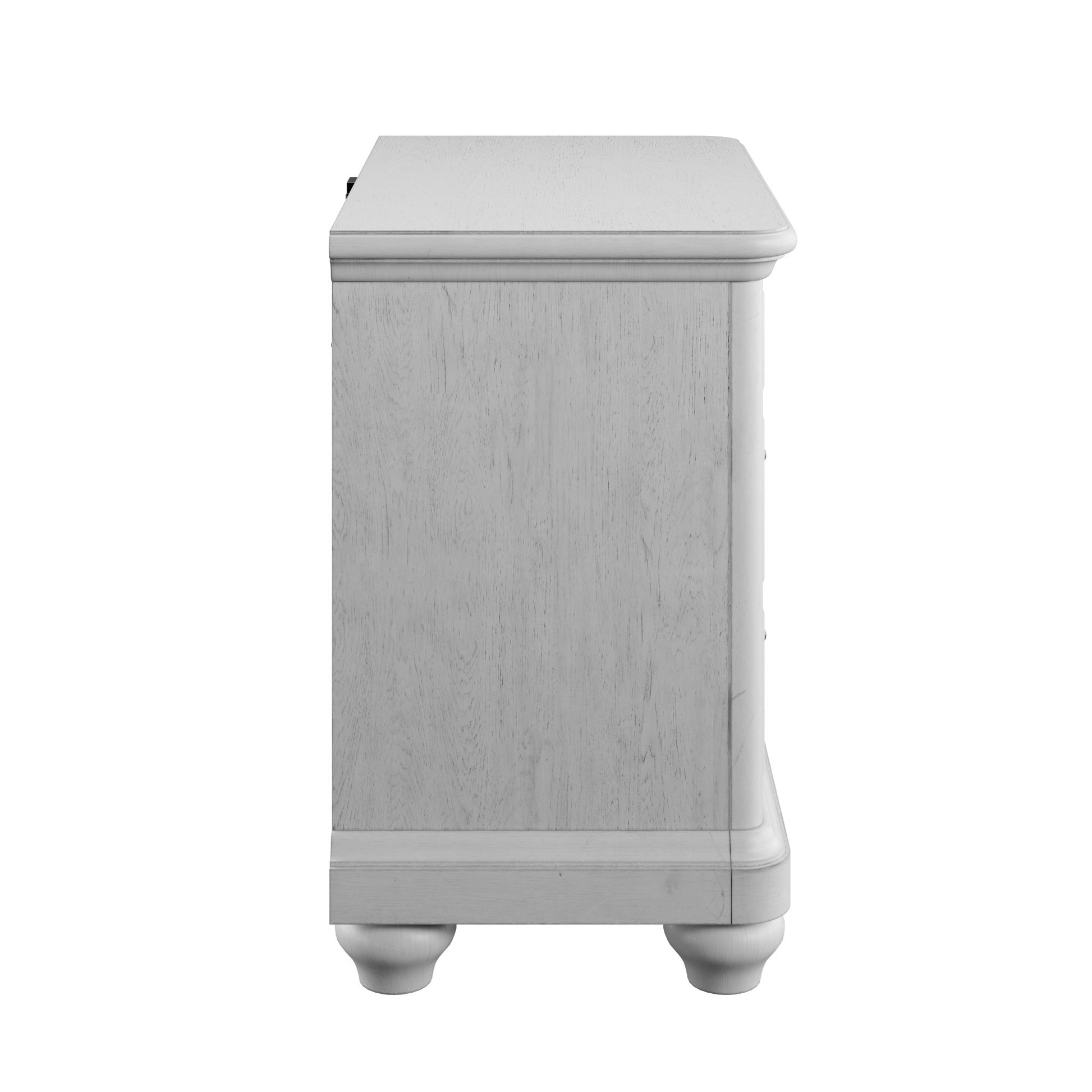 Mariano Gray 3 Drawer Nightstand With Usb Gray Solid Wood