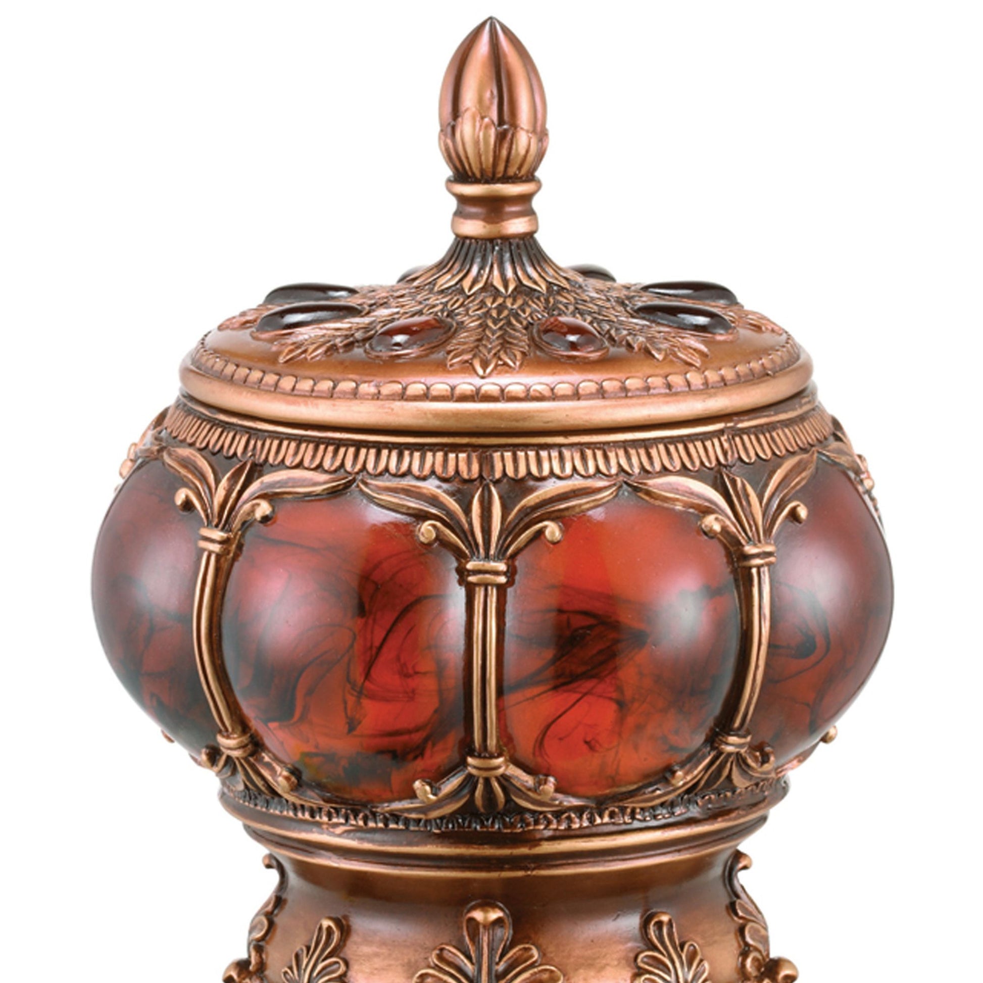 11.5" Tall Polyresin Decorative Jewelry Box, Victorian Style Bronze Polyresin