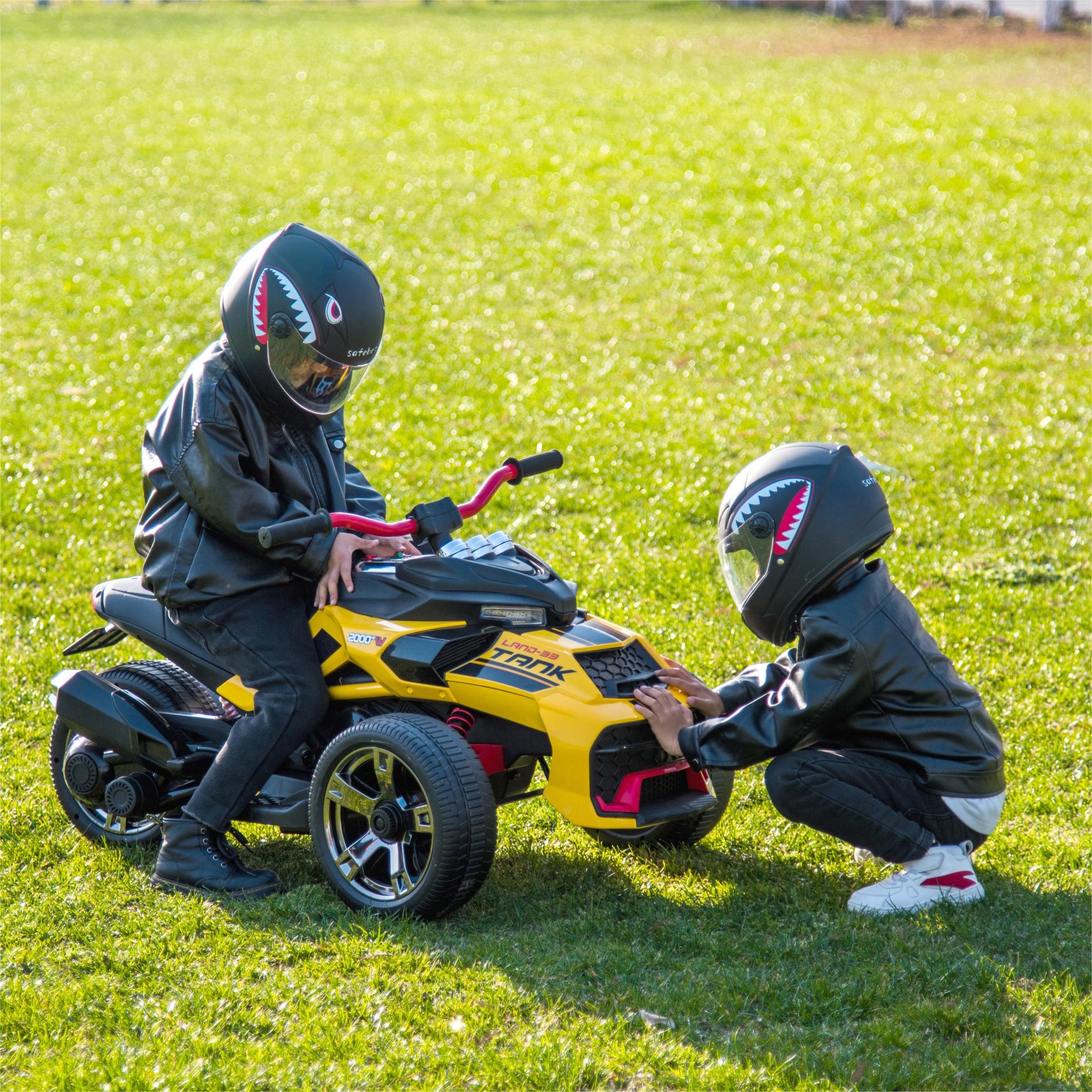 24V Kids Ride On Atv, 3 Wheeler Electric Vehicle, Battery Powered Ride On Motorcycle For Boys Girls With Led Lights, Music, High Low Speed, Soft Start,Without Rc Yellow 3 To 4 Years Plastic Indoor & Outdoor Use