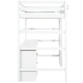 Wood Twin Size Loft Bed With Desk, Blackboard, Storage Box, Shelf And 3 Drawers, White Box Spring Not Required Twin White Wood Solid Wood Mdf