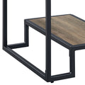 Rustic Oak And Black End Table With Open Shelf Black Brown Primary Living Space Industrial Shelves Rectangular Wood Metal Sled