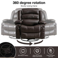 Massage Swivel Rocker Recliner Chair With Vibration Massage And Heat Ergonomic Lounge Chair For Living Room With Rocking Function And Side Pocket 2 Cup Holders Usb Charge Port Brown Faux Leather Manual Handle Metal Soft Heavy Duty Push Button Foam Pu