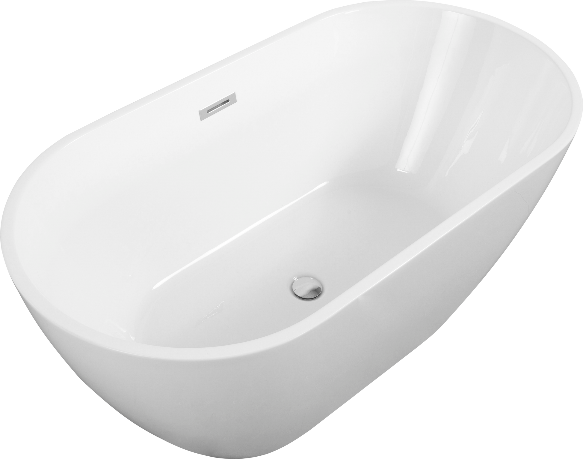 Freestanding Acrylic Soaking Bathtub With Chrome Overflow And Drain, Self Leveling Legs Flexible Hose Easy Installation, 24A09 60 Gloss White Bathroom Freestanding Tubs Acrylic