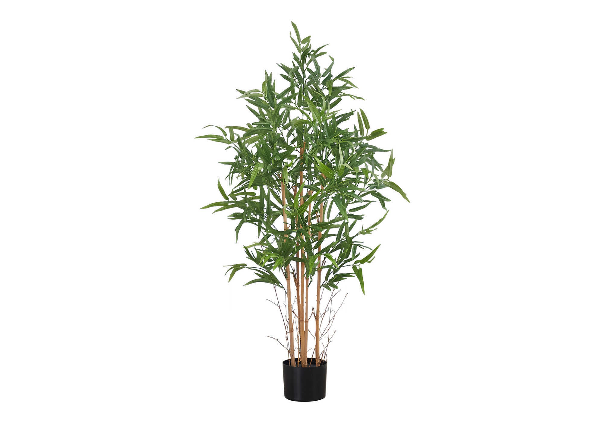 Artificial Plant, 50" Tall, Bamboo Tree, Indoor, Faux, Fake, Floor, Greenery, Potted, Decorative, Green Leaves, Black Pot Green Foam Plastic