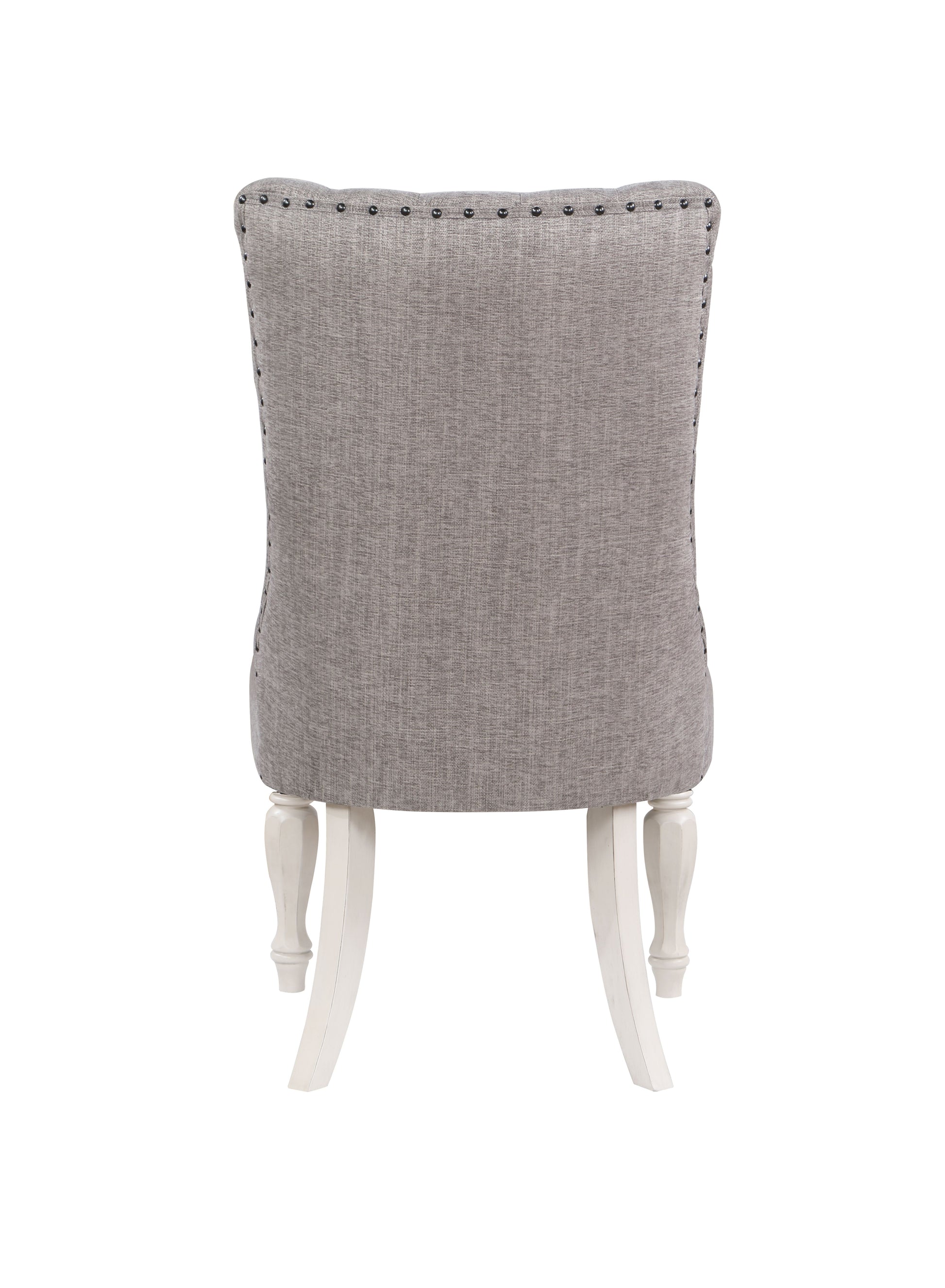 Grey And Antique White Side Chair With Tufted Back Set Of 2 Solid Grey White Dining Room Side Chair Tufted Back Set Of 2 Wood Fabric