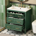 30'' Bathroom Vanity With Resin Sink Combo, Free Standing Single Vanity Set With 3 Drawers, Solid Wood Frame Bathroom Storage Cabinet, Green 3 Green Bathroom Freestanding Solid Wood Mdf Resin Painted