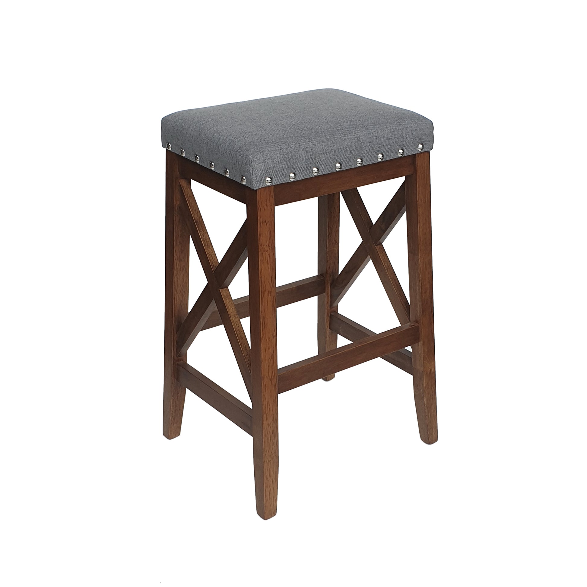 Saddle Barstool Charcoal Wood Fabric