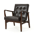 Club Chair, Mid Century Modern Faux Leather Club Chair With Wood Frame Brown Pu