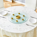 Double Layer Rotatable Round Glass.Golden Aluminum Plate,The Rotatable Design Makes It Convenient To Retrieve And Place Items.The Upper Glass Has A Diameter Of 20 Inches,The Lower Glass15 Inches.