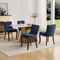 Modern Dining Chairs Set Of 2,Double Layer Cushioned Chenille Fabric Upholstered Accent Side Leisure Chairs With Mid Back And Curved Solid Wood Legs For Living Room Dining Room Blue Blue Dining Room American Design Dining Chairs Rubberwood Set Of 2 Foam