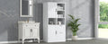 Bathroom Storage Cabinet With Doors And Drawers, Multiple Storage Space, Freestanding Style, Open Shelve, Adjustable Shelf, White White Mdf