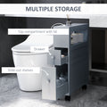 Homcom Bathroom Floor Organizer Free Standing Space Saving Narrow Storage Cabinet Bath Toilet Paper Holder With Drawers, Gray Grey Mdf