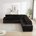 110 Inch Oversized Corduroy Corner Sofa,L Shaped Corner Couch With Two Storage Spaces,Usb Port & T Pyce Port And Cup Holderdeep Seat Comfy Upholstered Couches For Living Room Not Freely Combinable Black Corduroy 5 Seat