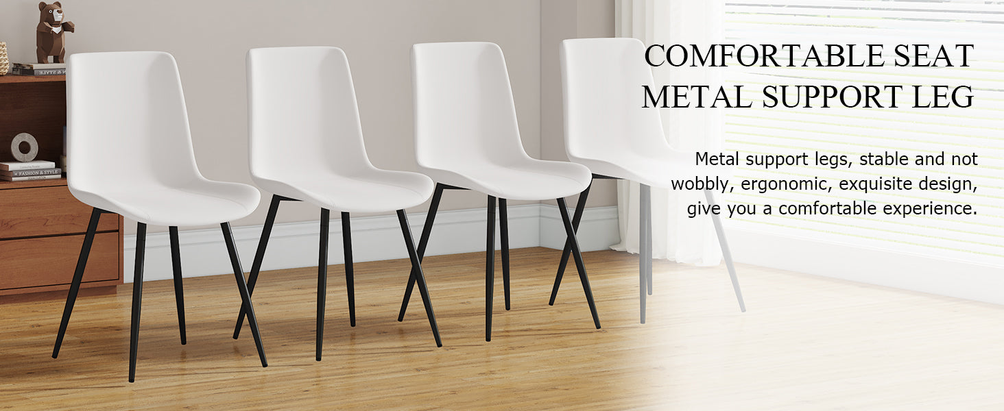 Table And Chair Set, Textured Top In Vintage Retro Grey Wood Grain Desktop, Black Metal Legs. Dining Chair With White Faux Leather Backrest Cushion With Black Metal Legs. Gray,Wood Seats 4 Mdf Metal