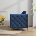 Accent Chair For Living Room Upholstered Arm Chair With Metal Legs Navy Blue Velvet Navy Blue Foam Fabric