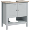 Kleankin Pedestal Sink Storage Cabinet, Under Sink Cabinet, Bathroom Vanity Cabinet With Adjustable Shelf And Open Bottom Shelf, Gray Grey Mdf