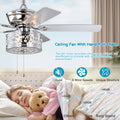 52'' Ceiling Fan 5 Reversible Blades For Living Room, Dining Room, Bedroom, Family Room, Pull Chain Chrome No Include Bulb Chrome American Traditional,Antique,Classic,Contemporary Plywood Metal