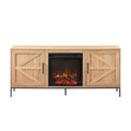 Modern Farmhouse Barn Door Fireplace Tv Stand For Tvs Up To 65 Inches Coastal Oak Light Brown Mdf Mdf
