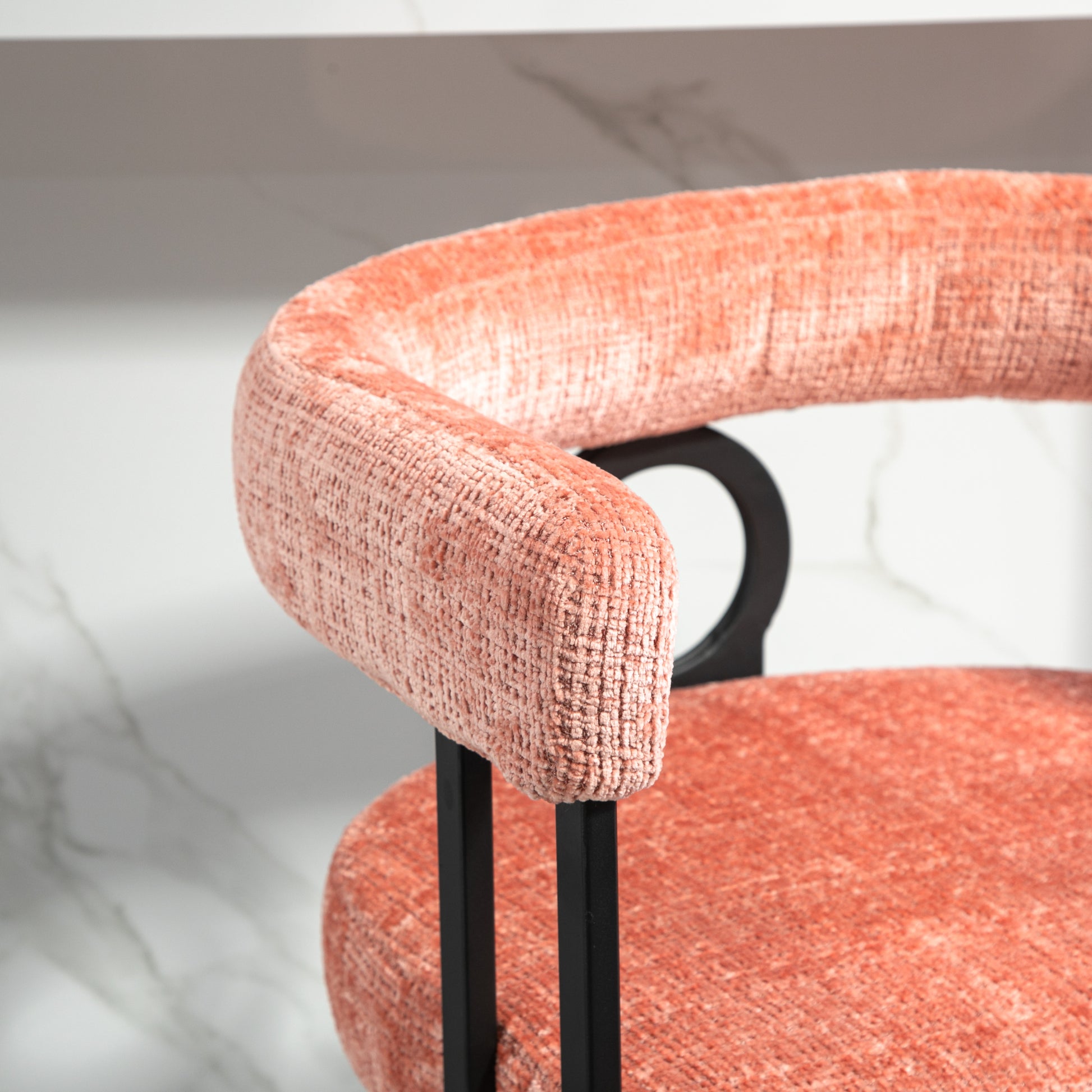 Coolmore Bar Stools Set Of 2, Modern Bar Stool With Back, Black Metal Frames, Upholstered Bar Stools For Kitchen Island, Pub, Club Pink Chenille Pink Dining Room Foam Chenille