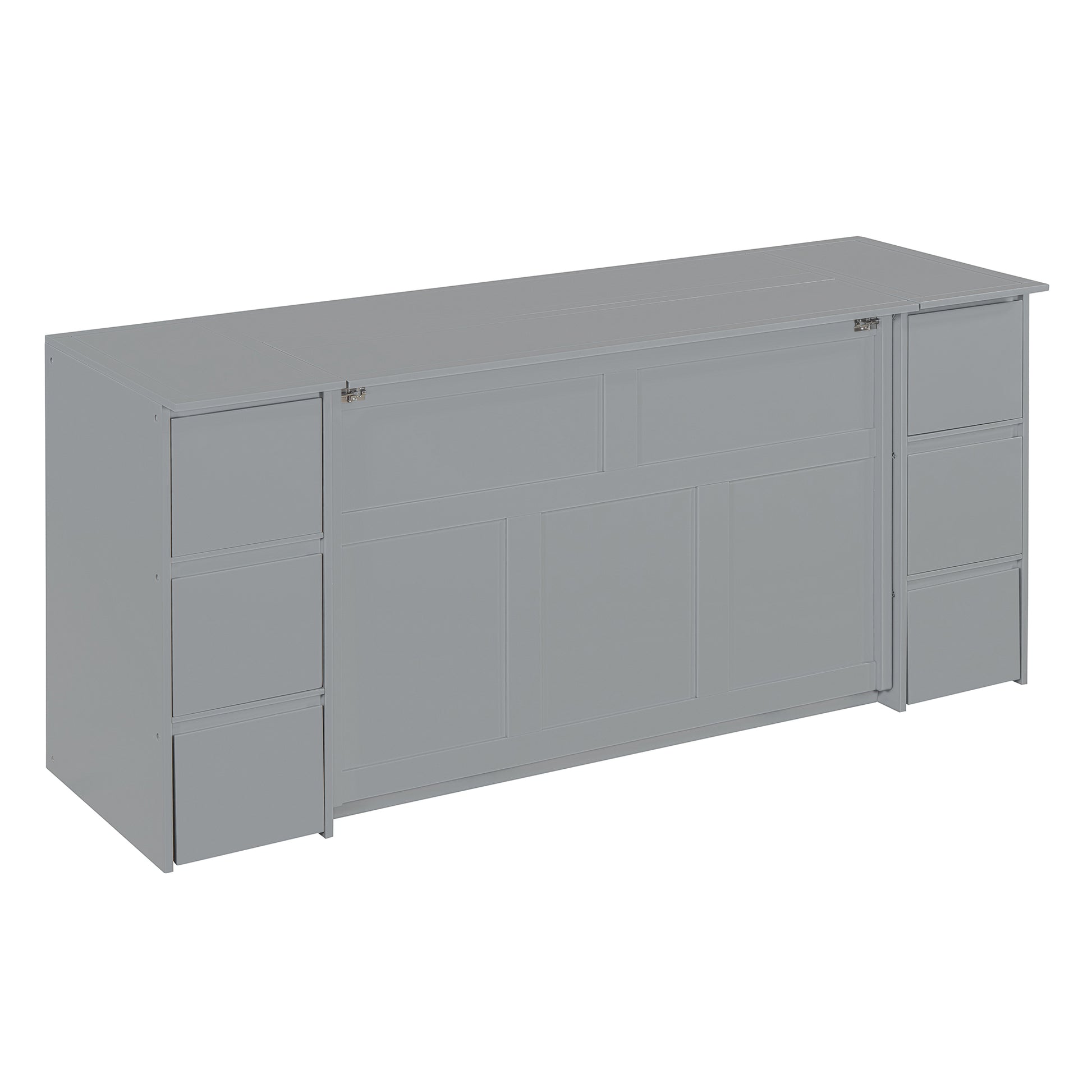 Full Size Murphy Bed With Drawers, Cabinets And Usb Ports,Gray Full Gray Mdf Lvl